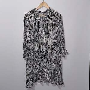 KOAJ Black White Animal Print Shirt Dress women’s size Medium